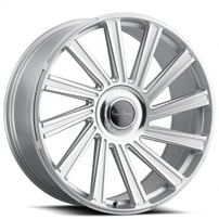 22" Staggered Blaque Diamond Wheels BD-40 Silver Machined Floating Cap Rims