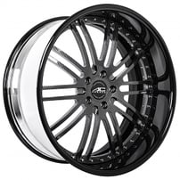 19" Staggered AC Forged Wheels ACF707 Carbon Fiber Finish with Black Lip Three Piece Rims 