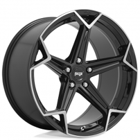20" Staggered Niche Wheels M259 Arrow Gloss Black with Brushed Rims 