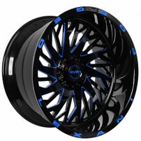 22" Lexani Off-Road Forged Wheels Compass Custom Gloss Black with Blue Milled Rims