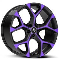 20" Xcess Wheels X05 5 Flake Gloss Black with Purple Machined Rims
