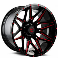 20" Force Off-Road Wheels F34 Black with Red Milled Rims
