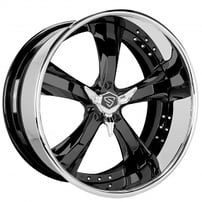 21" Staggered Snyper Forged Wheels Mach-5 Black with Chrome Lip Rims