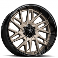 24" Luxxx HD Wheels LHD29 Satin Bronze Face with Milled Edges and Gloss Black Lip Off-Road Rims