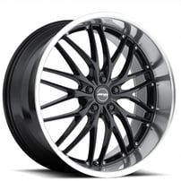 18" Staggered MRR Wheels GT1 Gloss Black with Machined Lip Rims 