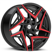 18" Shift Wheels Valve Gloss Black with Machined Red Tips Rims