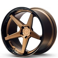 22" Staggered Ferrada Wheels FR3 Matte Bronze with Gloss Black Lip Rims 