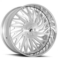 20" Staggered Forgiato Wheels Biaforca Brushed Silver with Chrome Lip Forged Rims