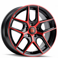 18" Touren Wheels TR79 3279 Gloss Black with Red Tinted Face Rims