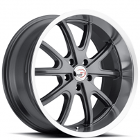 15" Staggered Vision Wheels 143 Torque Gunmetal with Machined Lip Rims