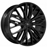 24" Staggered Lexani Wheels Aries HD Gloss Black Rims