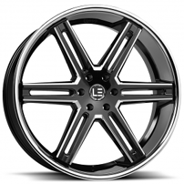 24" Luxxx Alloys Wheels Lux LE12 Gloss Black Milled with SS Lip Rims