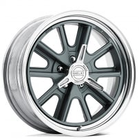 15" American Racing Wheels Vintage VN427 Shelby Cobra Two-Piece Mag Gray Center with Polished Barrel Rims