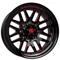 20" Luxxx HD Wheels LHD20 Gloss Black with Red Milled Off-Road Rims