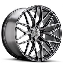 21" Varro Wheels VD06X Gloss Titanium with Brushed Face Spin Forged Rims 