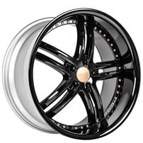 20" XIX Wheels X15 Custom Gloss Black with Bronze Hardware Rims 
