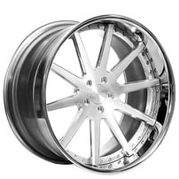 22" AC Forged Wheels ACF704 Brushed Face with Chrome Lip Three Piece Rims