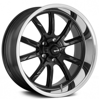 18" Staggered Ridler Wheels 650 Matte Black with Polished Lip Rims 