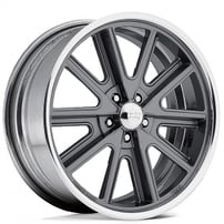 17" Staggered American Racing Wheels Vintage VN407 Two-Piece Mag Gray Center with Polished Barrel Rims