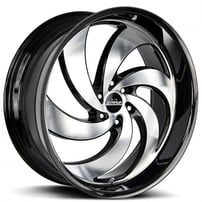 24" Strada Wheels Retro 6 Gloss Black with Machined Face Rims 