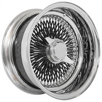 13x7" LA Wire Wheels Reverse 100-Spoke Straight Lace Chrome with Black Spoke Rims