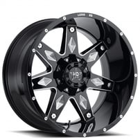 20" Luxxx HD Wheels LHD9 Gloss Black Milled Off-Road Rims