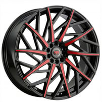 20" Revolution Racing Wheels R21 Black with Red Face Rims
