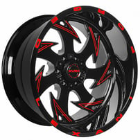 20" Lexani Off-Road Forged Wheels Insane Custom Gloss Black with Red Milled Rims