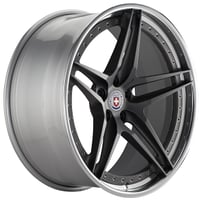 24" Staggered HRE Wheels S107 Satin Charcoal Center with Polished Clear Outer and Gloss Silver Inner Forged Rims