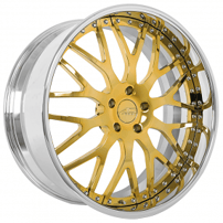 22" AC Forged Wheels ACF701 Gold Plated Center with Chrome Lip Three Piece Rims 