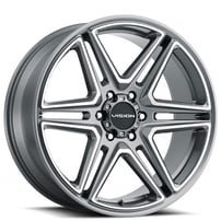 22" Vision Wheels 476 Wedge Gunmetal with Machined Face Rims 