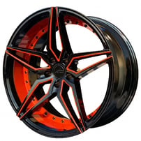20" AC Wheels AC01 Gloss Black with Go Mango Orange Accents Extreme Concave Rims 