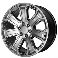 22" OE Creations Wheels PR113 Hyper Silver with Chrome Accents Rims 