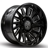 20" Thret Off-Road Wheels 902 Omega Gloss Black Milled Rims