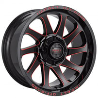 20" Impact Off-Road Wheels 825 Gloss Black with Red Milled Rims