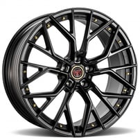 20" Staggered Revolution Racing Wheels RF3 Satin Black with Gold Rivets Flow Formed Rims