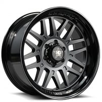 20" Luxxx HD Wheels LHD20 Matte Black Face with Gloss Black Lip Off-Road Rims