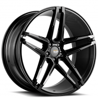 22" Savini Wheels Black Di Forza BM17 Gloss Black Super Concave Rims