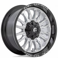 20" Fuel Wheels D798 Arc Silver Brushed Face with Milled Black Lip Off-Road Rims