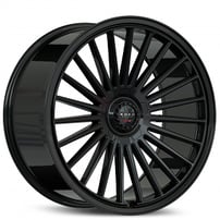 24" Staggered Koko Kuture Wheels Parlato Gloss Black Flow Formed Spindle Cap Rims
