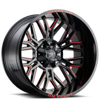 20" Luxxx HD Wheels LHD25 Gloss Black with Red Milled Off-Road Rims