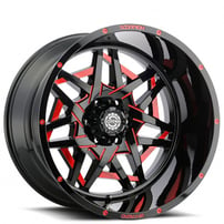 20" Scorpion Wheels SC-32 Black with Red Milled Off-Road Rims 