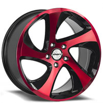 17" Shift Wheels Strut Gloss Black with Candy Red Face Rims 