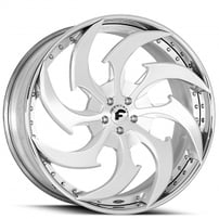 24" Staggered Forgiato Wheels Avviato-ECL Brushed Silver with Chrome Lip Forged Rims