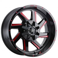 22" Luxxx HD Wheels LHD14 Gloss Black with Red Milled Off-Road Rims