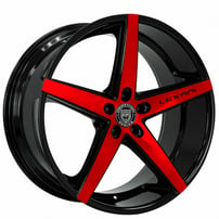 22x10" Lexani R-Four Black with Brushed Red Face Wheels (5x120/127/114, +30mm)