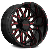 22" Massiv Off-Road Wheels OR1 Gloss Black with Red Milled Rims