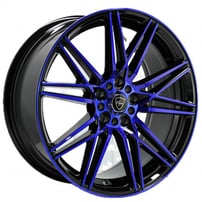 18" Elegant Wheels E005 Gloss Black with Candy Blue Face Rims