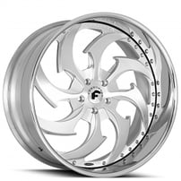 22" Staggered Forgiato Wheels Avviato-FF Brushed Silver with Chrome Lip Forged Rims