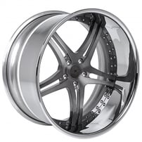 24" AC Forged Wheels ACF702 Brushed Double Dark Tint Face with Chrome Lip Rims